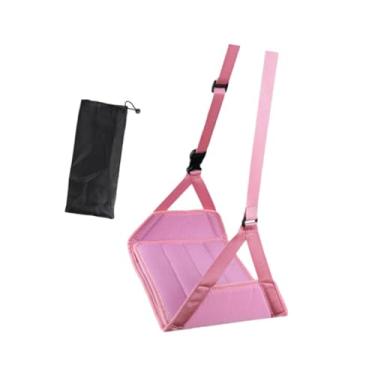 Imagem de Baoblaze Rede de pé de avião, descanso de pé de viagem, comprimento ajustável, cabide de apoio para os pés convenientes para homens para homens, Rosa