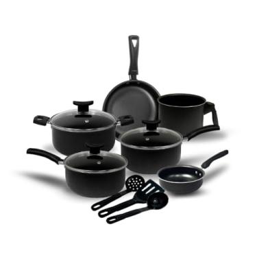 Imagem de Conjunto De Panelas De Teflon Com 9 PeçAs e Tampa De Vidro(Preto)