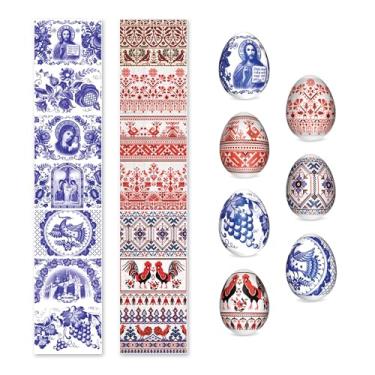 Imagem de OFXDD Conjunto de 14 unidades de envoltórios de ovos de páscoa – embalagem tradicional para ovos de Páscoa – Kit de decoração de ovos de Páscoa ucranianos – Embalagens de ovos de Páscoa othtodoxas