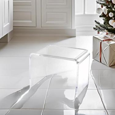 Imagem de GETCK Banquinho De Acrílico, Banquinho Pequeno De 13" De Largura, Banquinho Infantil, Banquinho De Vaso Sanitário, Banquinho De Acrílico, Suporte Para Plantas, Pufe Transparente Para Banheiro, Supor