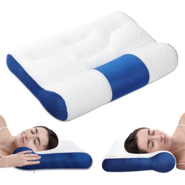Imagem de Travesseiro ergonômico de plumas de ganso, travesseiro cervical para alívio de tensão no pescoço, travesseiro de pescoço para dormir, suporte ortopédico de contorno cervical para dormir de estômago