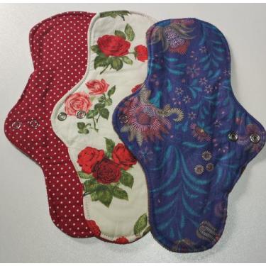Imagem de kit com 3 absorventes ecológicos - noturno - fluxo intenso - Ateliê Pe