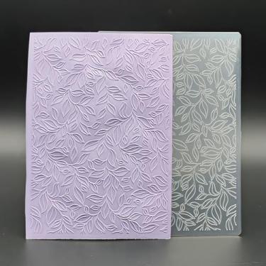 Imagem de Pasta de gravação em relevo A6 Pasta de gravação de plástico com design de folhas pequenas impressões texturizadas de plástico para fazer cartões, scrapbooking