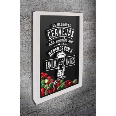 Imagem de Quadro Porta Tampinhas As Melhores Cervejas 3 - Quadro Novo, 26x36, Br