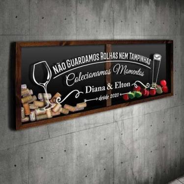 Imagem de Porta Rolhas e Tampinhas Panorâmico - Colecionamos momentos 2  - Quadr