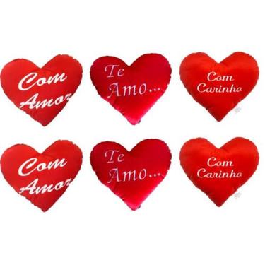 Imagem de Kit 6 Corações de pelúcia 20 cm  - Verytel Presentes E Decorações