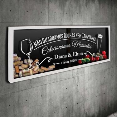 Imagem de Porta Rolhas e Tampinhas Panorâmico - Colecionamos momentos 2  - Quadr