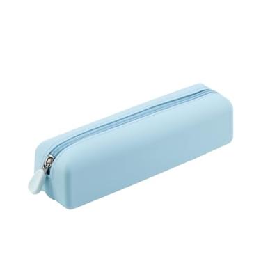 Imagem de RSRSLEII Lindo suporte de escova de maquiagem de silicone, bolsa de pincel cosmética portátil macia com zíper, estojo de pincel de maquiagem para viagem, 02 azul