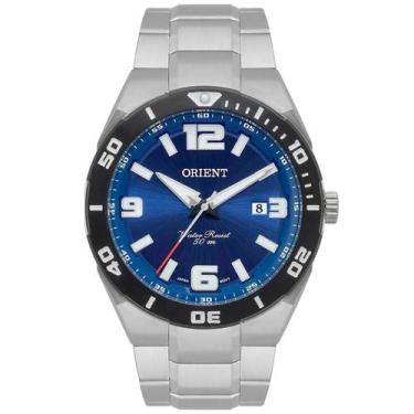 Imagem de Relógio Orient Masculino Prata Mbss1476 D2sx Fundo Azul