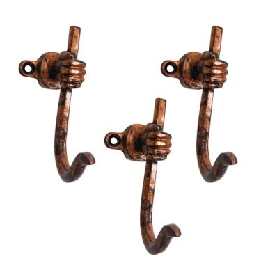 Imagem de Conjunto de 3 ganchos exclusivos de ferro fundido em forma de gancho de mão, decoração de arte de parede, cabides em forma de mão e porta-chaves, cabide de roupas e mochila, ganchos de casaco,
