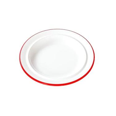 Imagem de Prato de imitação de porcelana minimalista, prato de sopa refogado para restaurante de hotel-P0804-10,5-vermelho e branco