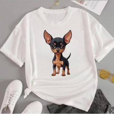 Imagem de camiseta T-shirt  de cachorro pinther pinscher chihuahua  preto e cara