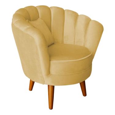Imagem de  Poltrona Pétala Elegancia Decorativa Com Pés De Madeira  Amarelo