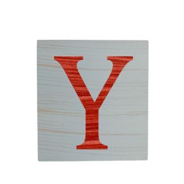 Imagem de Cubo Azul Bebê Letra Vermelho Festa Chá de Bebê Decoração 8x8x8 Cm Mdf