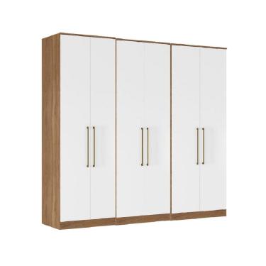Imagem de Roupeiro Modulado Irlanda 3 peças com Cabideiro e 9 Gavetas - Amendolo Touch/Branco Demóbile 