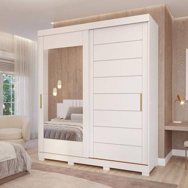 Imagem de Guarda-Roupa Casal 235cm 2 Portas de Correr com Pés e Espelho 100% MDF Firenze Espresso Móveis