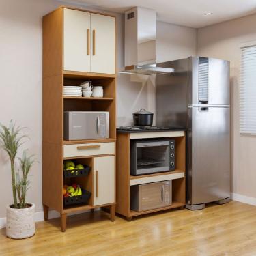 Imagem de Conjunto 2 Peças Paneleiro com Fruteira e Balcão 4 Bocas Santo Andre Marrom/Off White