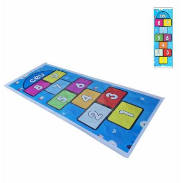 Imagem de Tapete Infantil Amarelinha Brincadeira Kids Pedagogico Azul