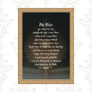 Imagem de Quadro Moldura Dourada Pai Nosso Ostensório 33X24Cm - Quadros On-Line