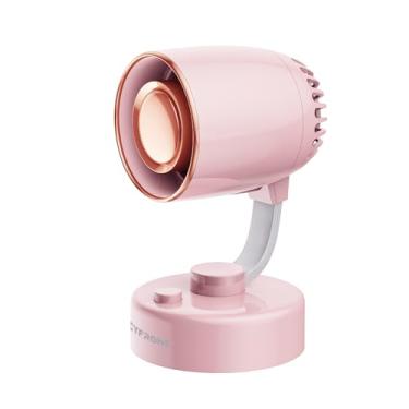 Imagem de Cyfrone Ventilador de mesa portátil pequeno aroma - USB-C recarregável 4000 mAh 4 velocidades, mini ventiladores de mesa silenciosos, inclinação ajustável para quarto, escritório e casa, 9H (rosa)