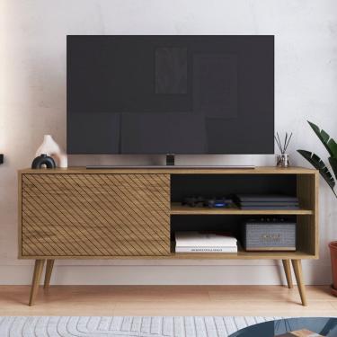 Imagem de Rack Porta Basculante Frizada 135cm X 62cm X 36cm Atena Olmo