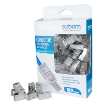 Imagem de Caixa com 100 Conectores Blindados Vazado RJ45 Vazado EZ Crimp Cat5 - 