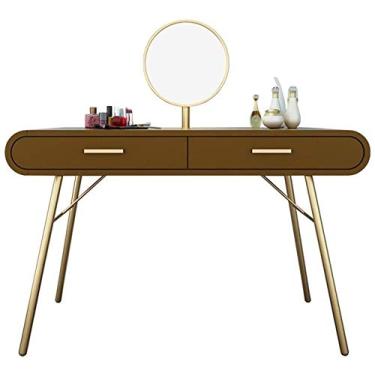 Imagem de Mesa de Maquiagem Escrita com Espelho, Mesa de Vestir, Computador Laptop Mesa com 2 Gavetas Grandes Estúdio Fotográfico Loja de Casamento (Cor: Branco) (Marrom)