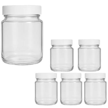 Imagem de Kit 6 Pote de Vidro 240ml Com Tampa Plástica Para Tempero - Super Pote