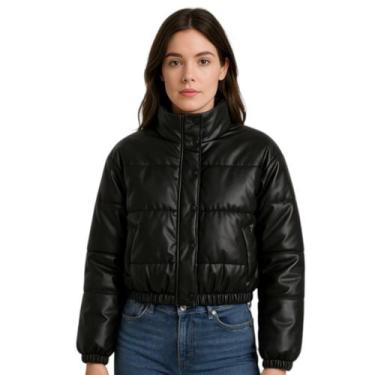 Imagem de Jaqueta Puffer Feminino Casaco Couro Forrada Inverno - Mitchelgutto, P