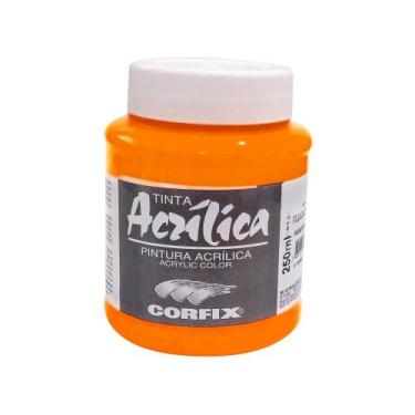 Imagem de Tinta Acrílica Fluorescente para Tela 250ml 1010 Laranja Fogo Corfix, 