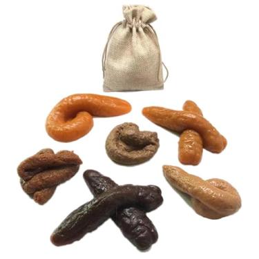Imagem de Brinquedo de cocô falso, 1 conjunto realista para cocô de cachorro com bolsa de armazenamento para pegadinhas de Halloween do Dia da Mentira, brinquedo de cocô
