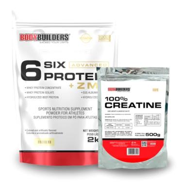 Imagem de Kit 6 Six Protein c/Zinco, Magnésio e Vitamina B6 Baunilha 2kg + 100% Creatina 500g - Bodybuilders
