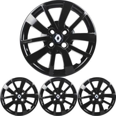 Imagem de JG 4 Calota Sandero 2014 2015 2016 2017 2018 2019 2020 Aro 15 Black Pi