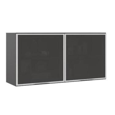 Imagem de Armário Aéreo 2 Portas De Vidro Lotus 1,20m Grafite - FdECOR - Poliman