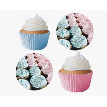 Imagem de Kit Chá Revelação Forminha Cupcake 90 Unidades Azul BeBê E Rosa BeBê M