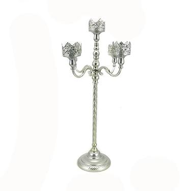 Imagem de Castiçais de metal 5 braços candelabro de chão mesa de candelabro para evento de festa de casamento