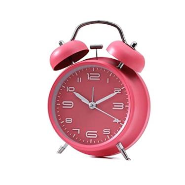 Imagem de Despertador quarto despertador super alto, sino duplo silencioso sem tique-taque com luz de fundo, despertadores para quartos cabeceira mesa relógio relógio de cabeceira (cor: D) (B)