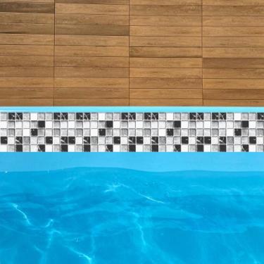 Imagem de Borda De Vinil Para Piscina preto branco Faixa Adesiva 1mx30cm 16und a