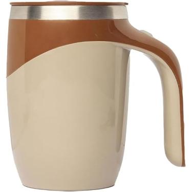 Imagem de Caneca Mixer Térmica 380ML Copo Mix Inox Magnética A Pilha Misturador Automático Elétrica Café Leite Bebidas Shake Chocolate (Marrom)