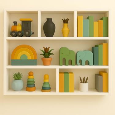Imagem de Prateleira Decorativa 80x90x15cm Infantil organizador de Brinquedos Educativos enfeites multiuso