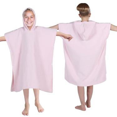 Imagem de Superior Poncho de algodão felpudo infantil, toalha de banho macia e absorvente com capuz, acessórios de banheiro, longos, roupões de banho de pelúcia para banho, chuveiro, spa, resort, hotel, praia