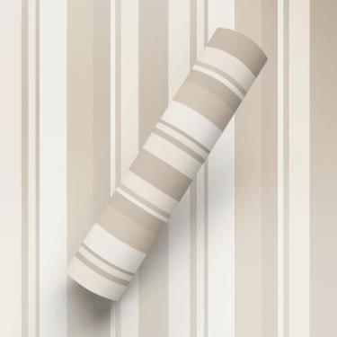 Imagem de Papel de Parede Adesivo Tema Listrado Tons Marrom Quarto - Deliquadros