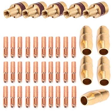 Imagem de 40 peças/conjunto de acessórios de pistola de solda Mig Kit de 0,12 cm para M-10, M-15 e Hobart H-9 H-10 inclui 30 pontas de contato 000-067 0.1 cm, 5 peças de bocais de gás 169-715 1/5.1 cm, 5 peças