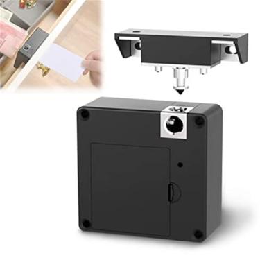 Imagem de Fechadura de armário eletrônica RFID, fechadura de cartão oculta para gabinete, armário de gaveta oculta inteligente para escritório doméstico, trava de armário inteligente, trava de cartão invisível