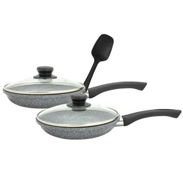 Imagem de Kit De Frigideiras Ovo 20cm Para Fogão Indução 20cm Com Tampa E Espátula