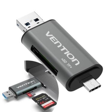 Imagem de Adaptador Leitor Cartão 3x1 P/ Celular Câmera SD TF Vention - Bbacomer