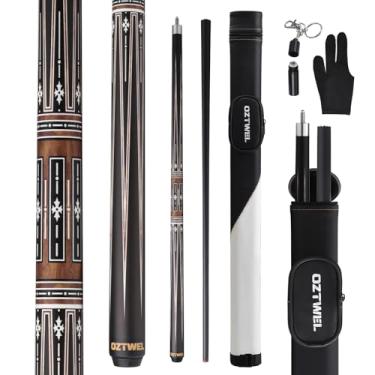 Imagem de Taco de sinuca com estojo, bastão de taco de piscina de fibra de vidro de 12,8 mm, kit de taco de sinuca profissional de 147 cm com luvas, arejador, 538 g (marrom)