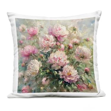 Imagem de Stupell Industries Almofada com estampa floral Peony Bunches para ambientes externos, 45 x 18 x 46, verde