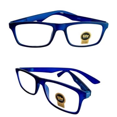 Imagem de Armação Óculos Grau Perto Justin Emborrachado Azul Escuro Para Leitura (+1.75)