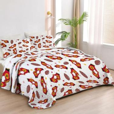 Imagem de Allenjoy Colchas King Size Kansas City Jogo de cama de time de futebol profissional tecido lavável com 2 fronhas SC00079-007